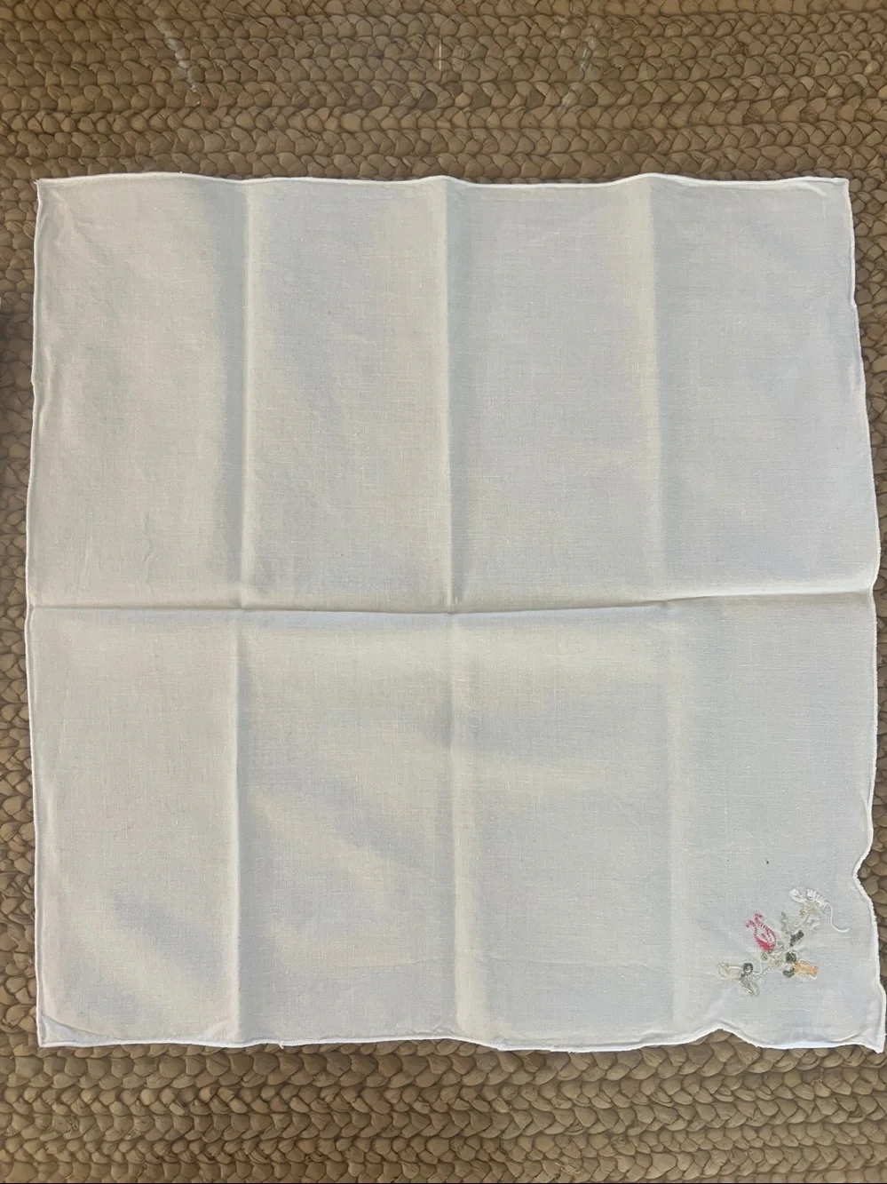Set of 8 Vintage Floral Embroidered Cloth Napkins